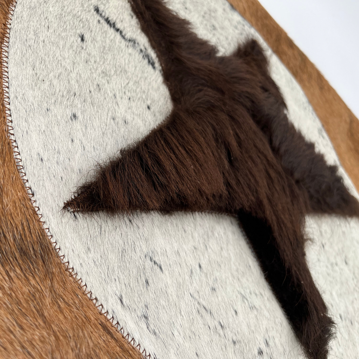 Brown & White Cowhide & Buffalo Hide Star Pillow Cover, 20" x 20"