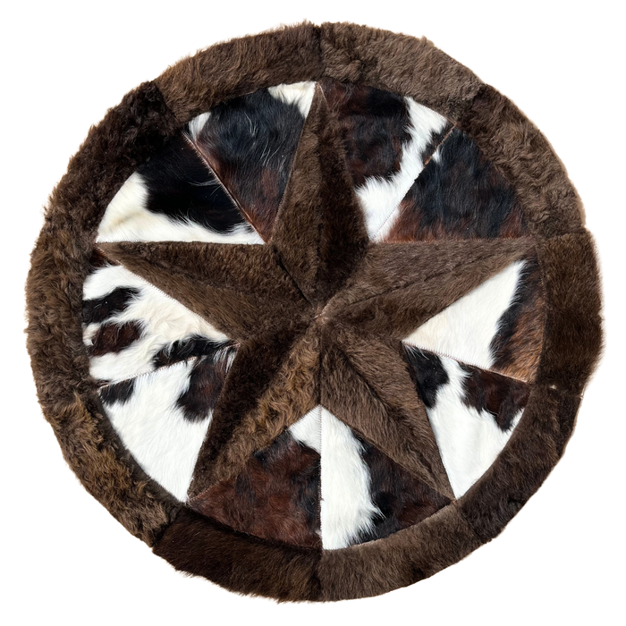 Round Western Rug - Bison Star & Edge 72" - Tricolor