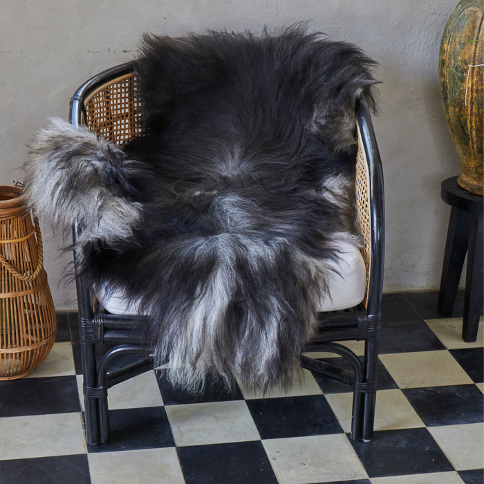 Black and White Icelandic Sheepskin