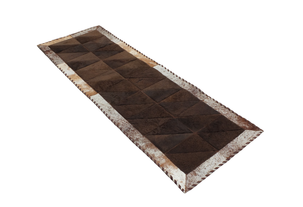 Rectangle Patchwork Area Rug - Bison Center 2'x6' - Brown Speckled