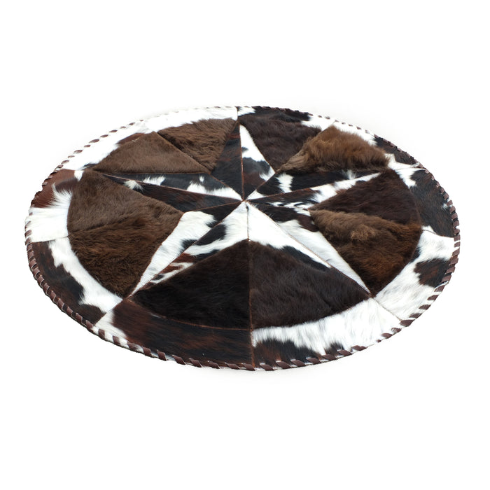 Round Western Rug - Cowhide Star & Edge, Bison Fill 42"