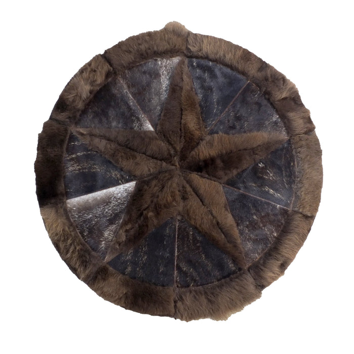 Round Western Rug - Bison Star & Edge 60" - Brindle