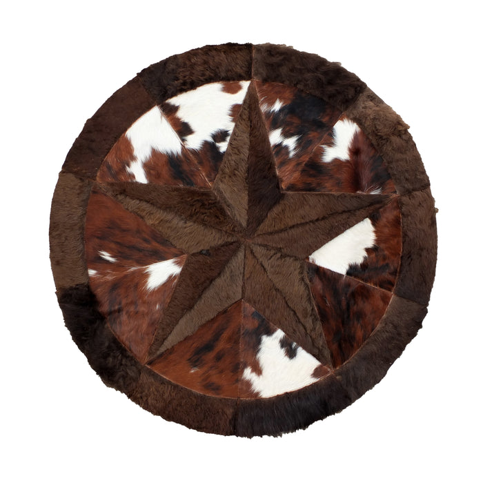 Round Western Rug - Bison Star & Edge 60" - Tricolor