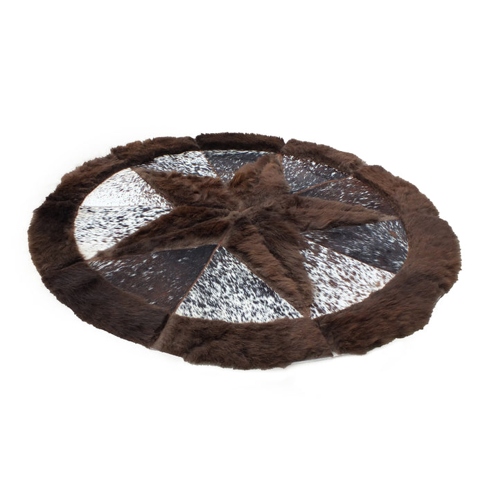 Round Western Rug - Bison Star & Edge 60" - Brown Speckled