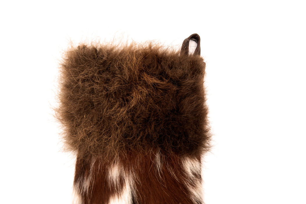 Tricolor Buffalo / Bison Hair Christmas Stocking with Cowhide Leather