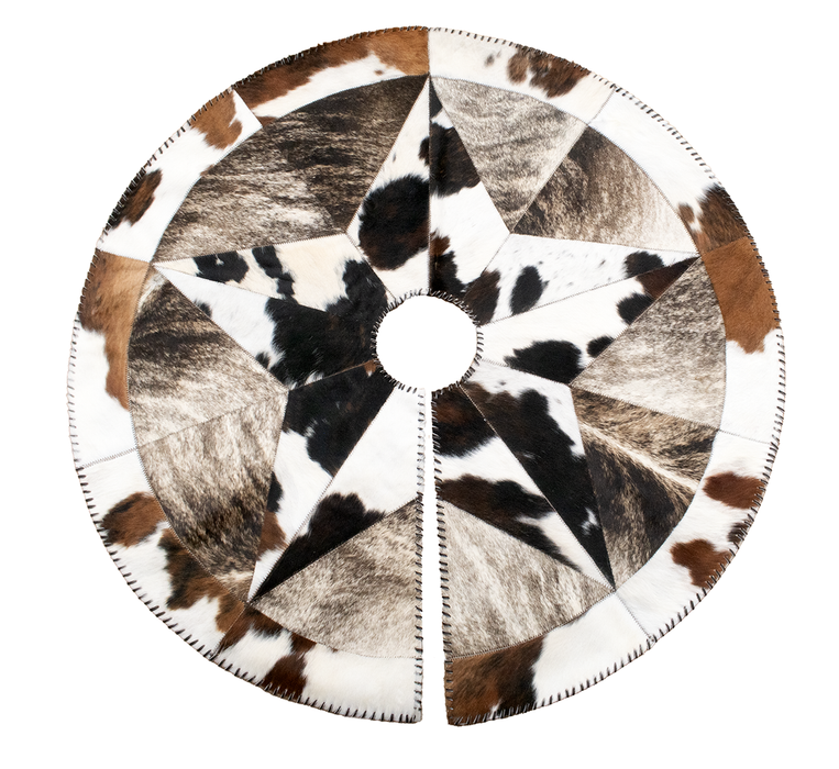 🎄 Cowhide Christmas Tree Skirt - Tricolor